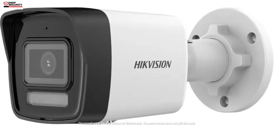 HIKVISION 2 MP Smart Hybrid Light Outdoor Bullet Network IP CCTV Camera Built-in Mic. with Day/Night Color Vision, Motion Detection [DS-2CD1023G2-LIU] + USEWELL RJ45, White